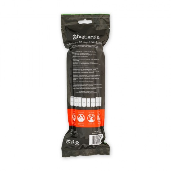 Торба за кош Brabantia PerfectFit NewIcon/Touch размер G, 23-30L, 20 броя, ролка Торба за кош Brabantia PerfectFit NewIcon/Touch размер G, 23-30L, 20 броя, ролка