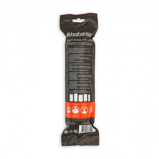 Торба за кош Brabantia PerfectFit FlatBack+/Touch размер L, 40-45L, 10 броя, ролка Торба за кош Brabantia PerfectFit FlatBack+/Touch размер L, 40-45L, 10 броя, ролка