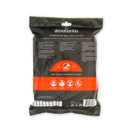Торба за кош Brabantia PerfectFit NewIcon/Touch размер G, 23-30L, 40 броя, пакет
