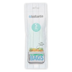 Торба за кош Brabantia PerfectFit Sort&Go размер S, 6L, 10 броя, зелени, биоразградими, ролка