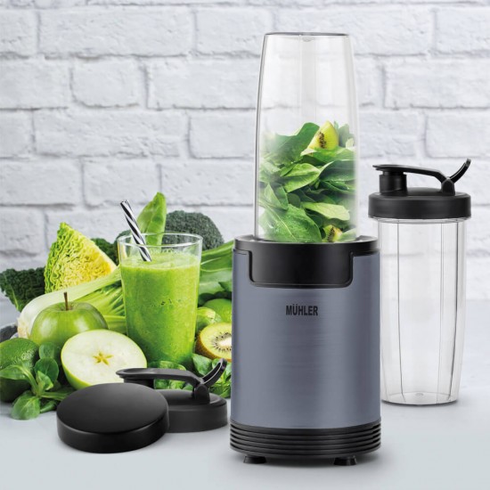 Нутри блендер Muhler MNB-688, 600W, 6 ножа, 2 чаши, Ash Grey Нутри блендер Muhler MNB-688, 600W, 6 ножа, 2 чаши, Ash Grey