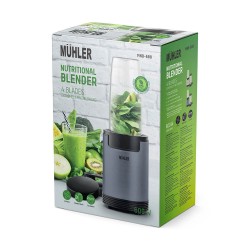Нутри блендер Muhler MNB-688, 600W, 6 ножа, 2 чаши, Ash Grey