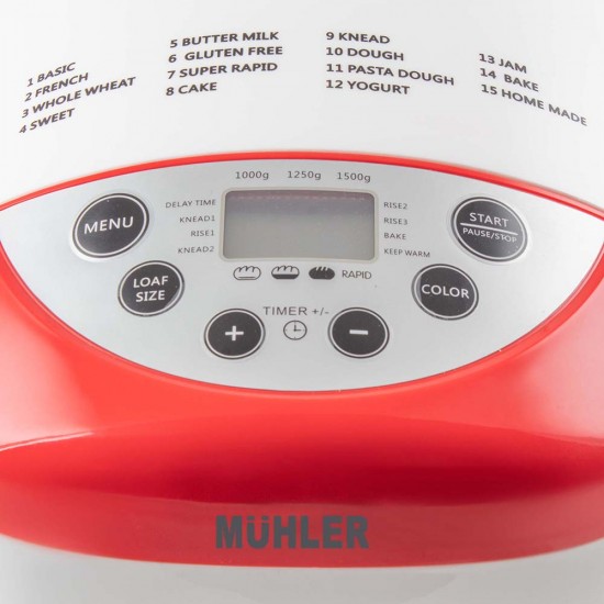 Хлебопекарна Muhler MBM-1502, бял-червен, две бъркалки