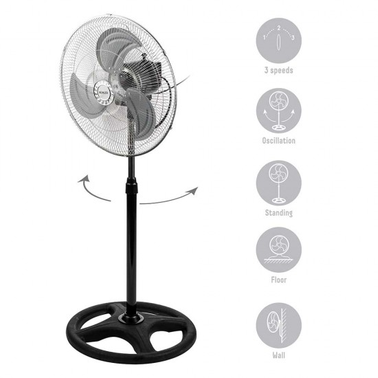 Вентилатор на стойка 18''Muhler FM-8138D 3в1, 70W, индустриален, на стойка, стена, под Вентилатор на стойка 18''Muhler FM-8138D 3в1, 70W, индустриален, на стойка, стена, под