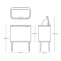 Кош за смет Brabantia Bo Touch 11+23L, Matt Steel Fingerprint Proof