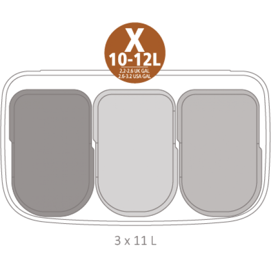 Кош за смет Brabantia Bo Touch 3x11L, Matt Steel Fingerprint Proof