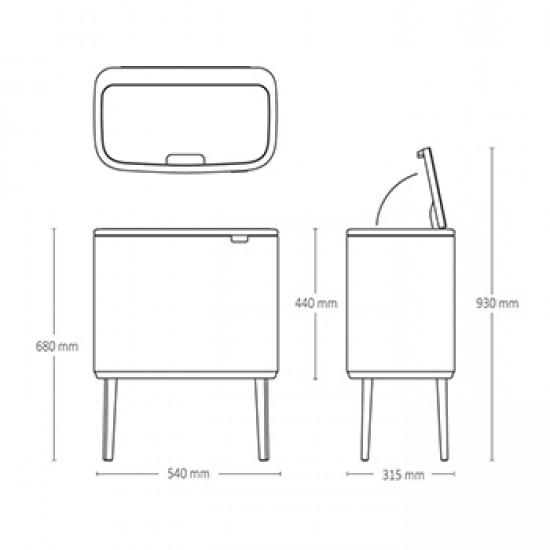 Кош за смет Brabantia Bo Touch 3x11L, Matt Steel Fingerprint Proof