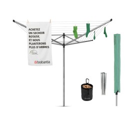 Външен простор Brabantia Lift-O-Matic Advance 50m, метален шип за вкопаване, калъф и торба за щипки