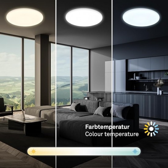 LED плафониера Ultralux SPL5LVDRC RGB CCT димируема опушен кварц 28W+5W кръг 40см