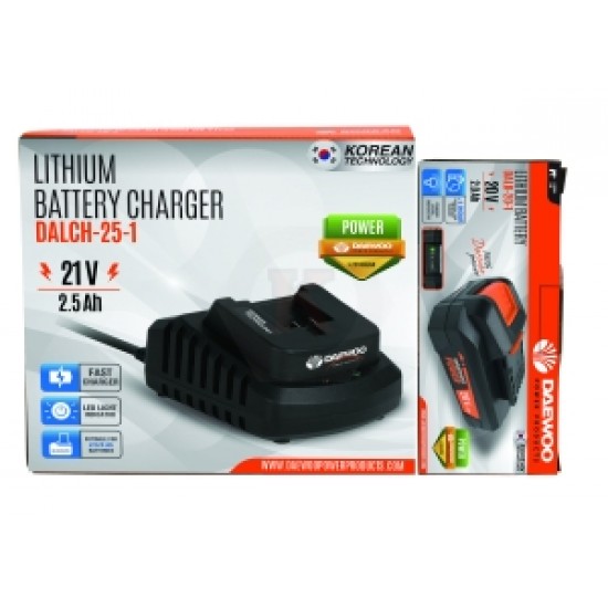 Акумулаторна батерия UNI-BAT DAEWOO START PACK-LI1 DALB-20-1, 20 V, 2 Ah + зарядно устройство DAEWOO DALCH-25-1, 21 V, 2.5 A